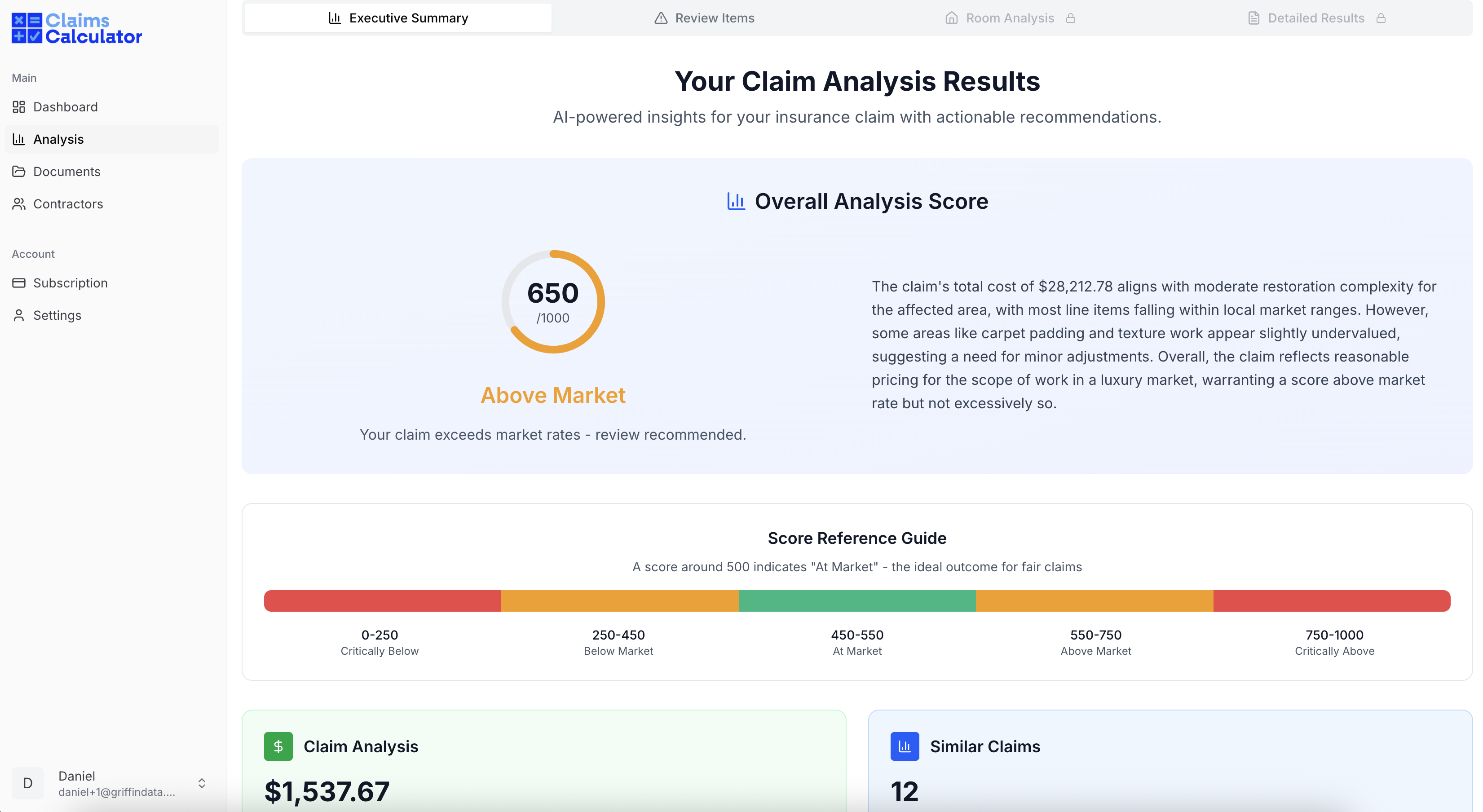 Claim Score Example